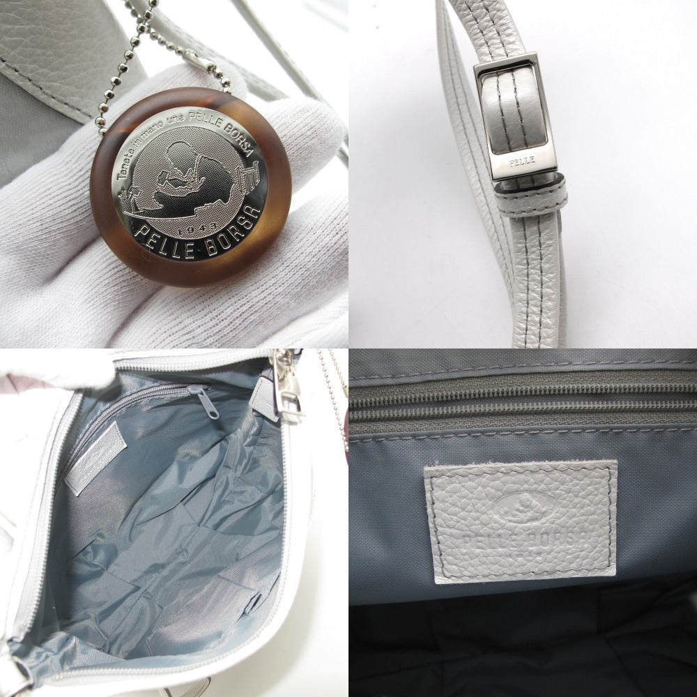 PELLE BORSA ペレボルサ Alive アライブ ショルダーバッグ 4326 斜め掛け クロスボディ ポシェット コーティングキャンバス レザー ホワイト グレー レディース