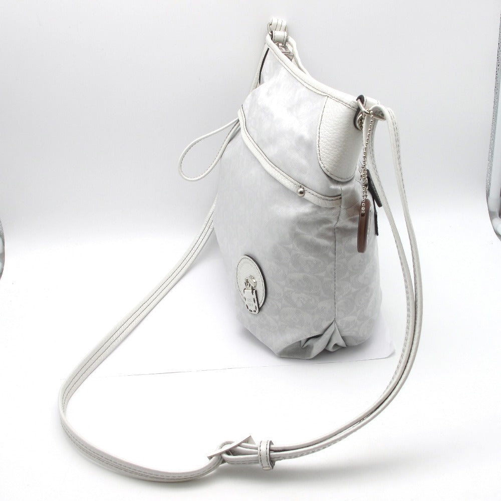 PELLE BORSA ペレボルサ Alive アライブ ショルダーバッグ 4326 斜め掛け クロスボディ ポシェット コーティングキャンバス レザー ホワイト グレー レディース