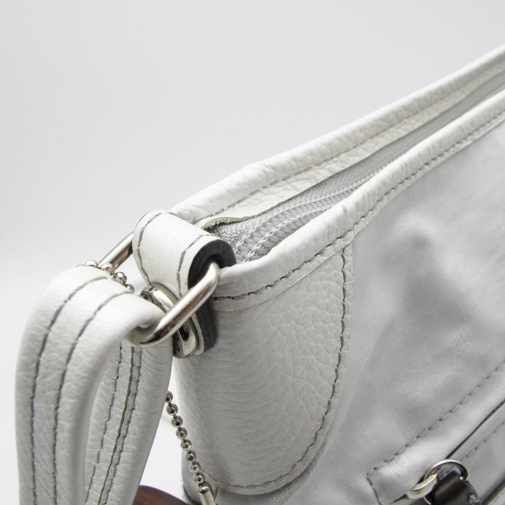 PELLE BORSA ペレボルサ Alive アライブ ショルダーバッグ 4326 斜め掛け クロスボディ ポシェット コーティングキャンバス レザー ホワイト グレー レディース