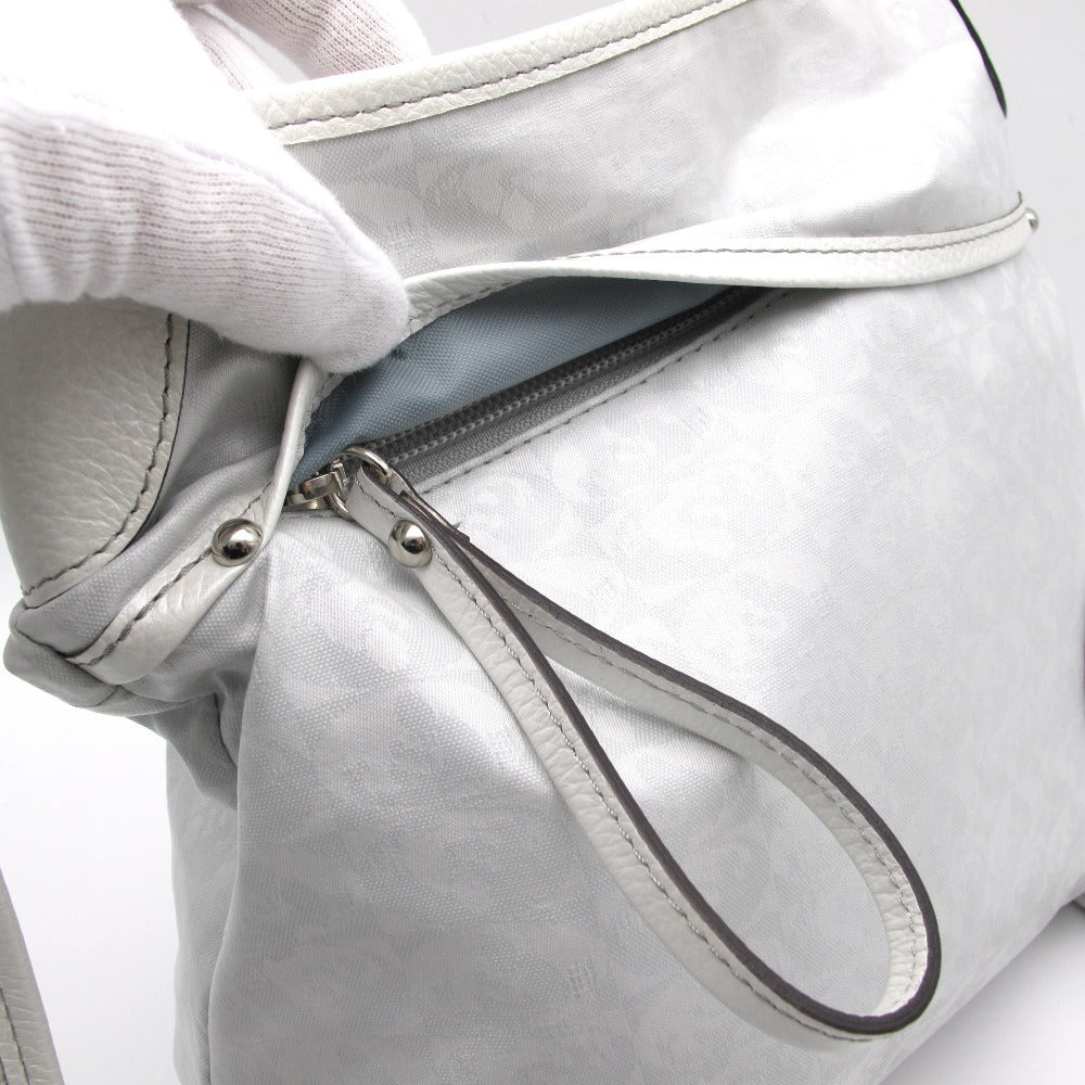 PELLE BORSA ペレボルサ Alive アライブ ショルダーバッグ 4326 斜め掛け クロスボディ ポシェット コーティングキャンバス レザー ホワイト グレー レディース