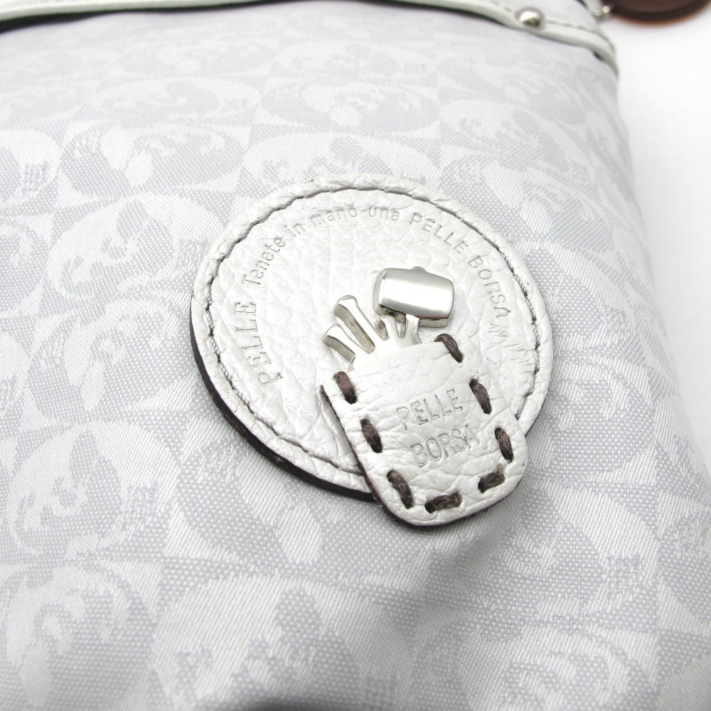 PELLE BORSA ペレボルサ Alive アライブ ショルダーバッグ 4326 斜め掛け クロスボディ ポシェット コーティングキャンバス レザー ホワイト グレー レディース