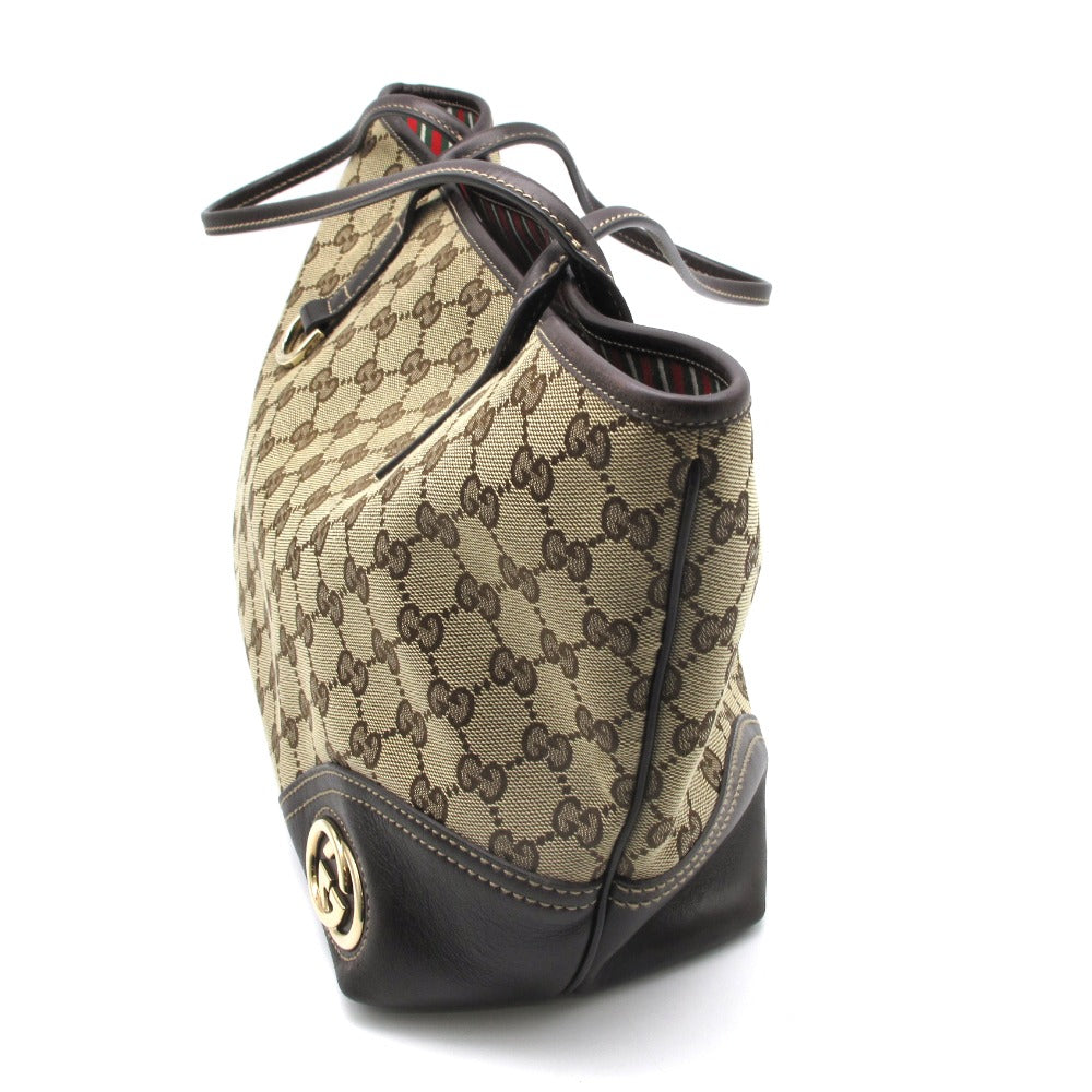 GUCCI グッチ インターロッキングG トートバッグ ショルダーバッグ 169946 GG キャンバス レザー ベージュ レディース