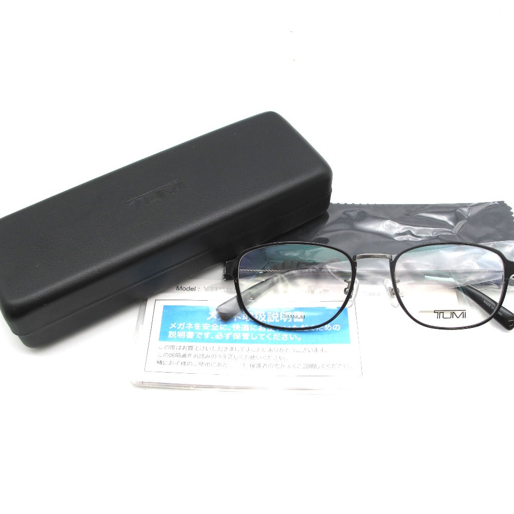 TUMI トゥミ サングラス メガネフレーム チタン製 ブラック ガンメタル プラスチックモダン フルリム 51-18-145 日本製 クロス ケース付き アイウェア VTU061J-0568