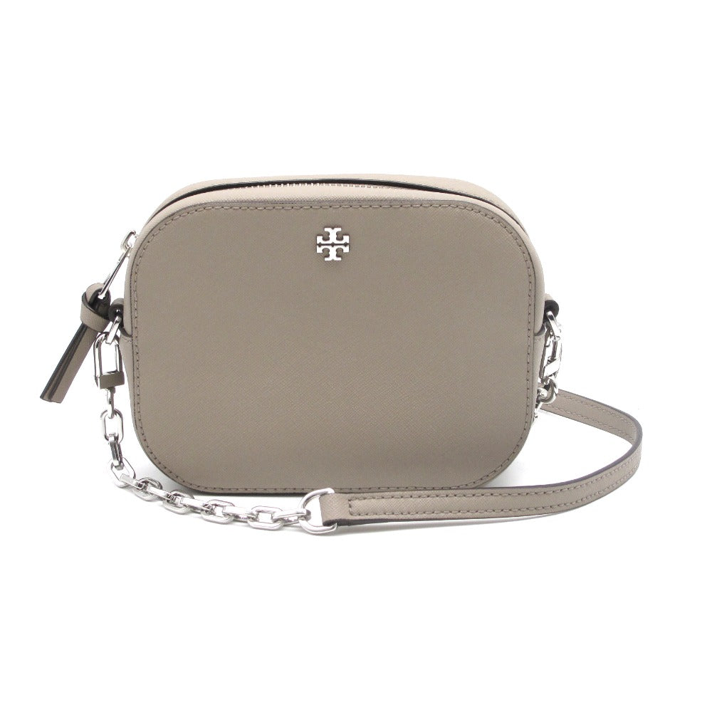 Tory Burch トリーバーチ チェーンショルダーバッグ カメラバッグ ポシェット 斜め掛け ロゴ エマーソン 52898 サフィアーノレザー グレージュ レディース 美品