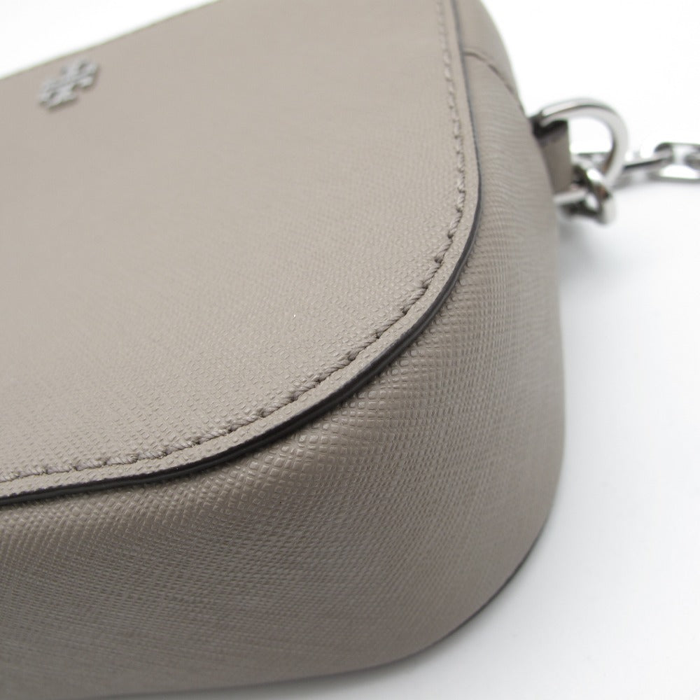 Tory Burch トリーバーチ チェーンショルダーバッグ カメラバッグ ポシェット 斜め掛け ロゴ エマーソン 52898 サフィアーノレザー グレージュ レディース 美品