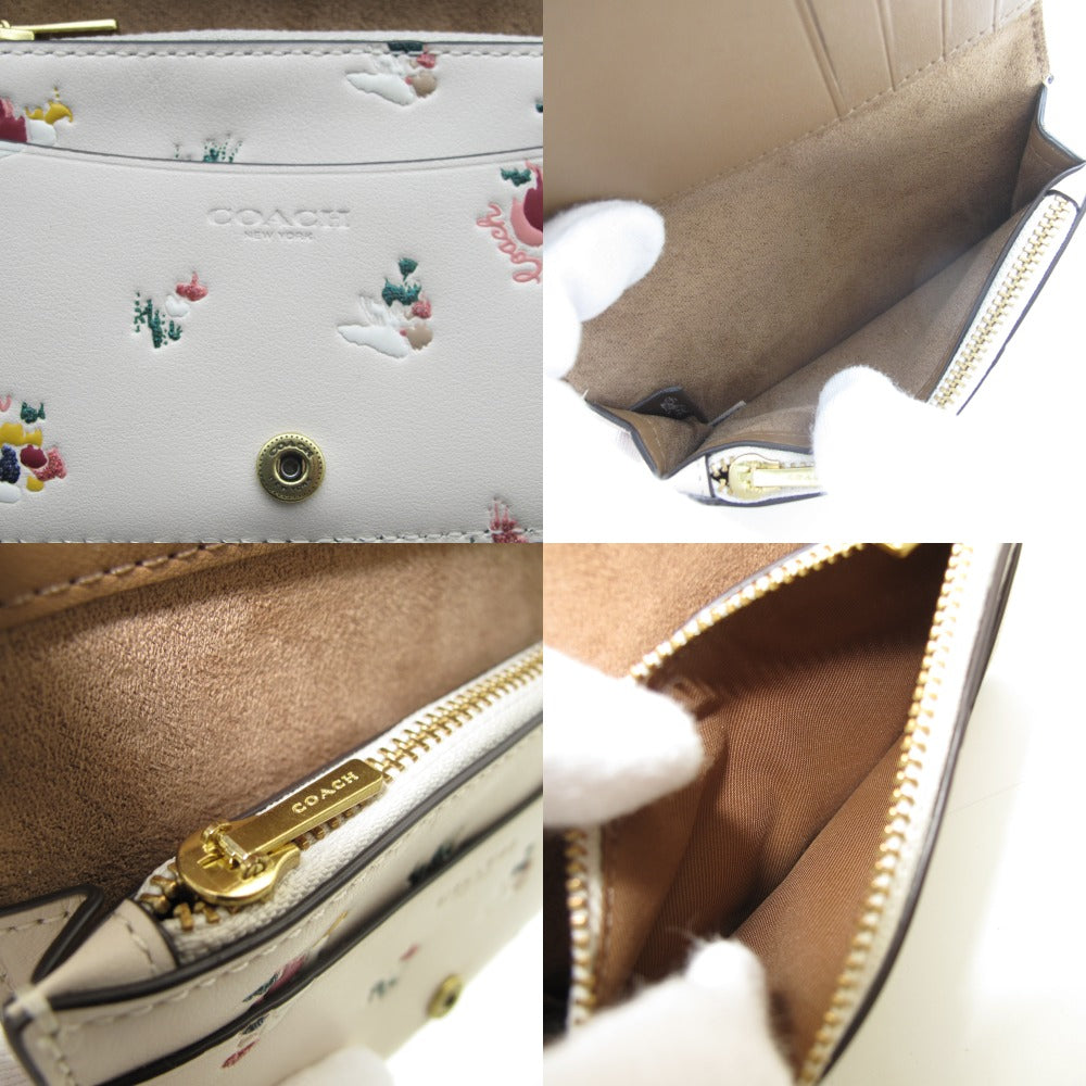 COACH コーチ フローラルプリント スリムカードケース C5359 名刺入れ 小銭入れ有り 二つ折り財布 ミニウォレット ベージュ レディース