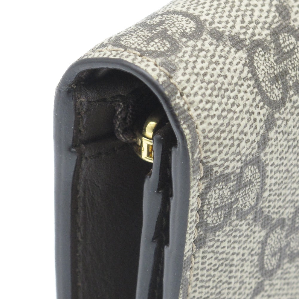 GUCCI グッチ GGスプリーム コンパクトウォレット 二つ折り財布 ミニ財布 508757 コーティングキャンバス レザー ベージュ ブラウン