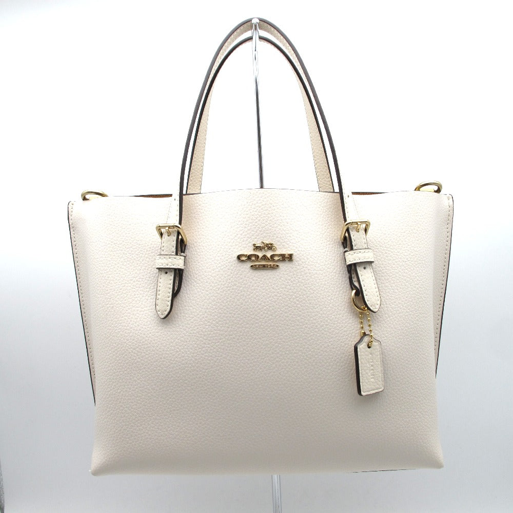 COACH コーチ ショルダーバッグ ハンドバッグ トートバッグ 2WAYバッグ 斜め掛け 正面ロゴ ホワイト レザー レディース C4084
