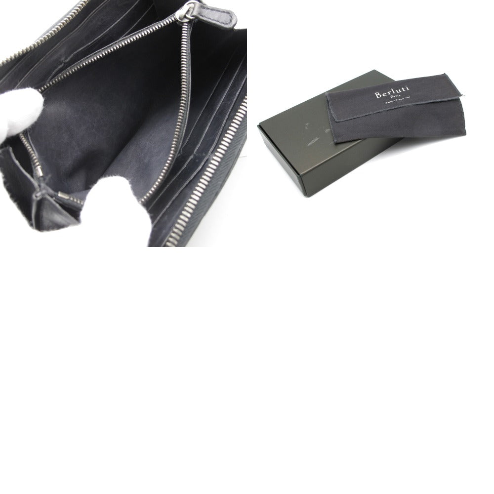 Berluti ベルルッティ イタウバ ネオ スクリット レザー ロングジップ付きウォレット ラウンドファスナー長財布 カリグラフィ ダブルスタンプ メンズ