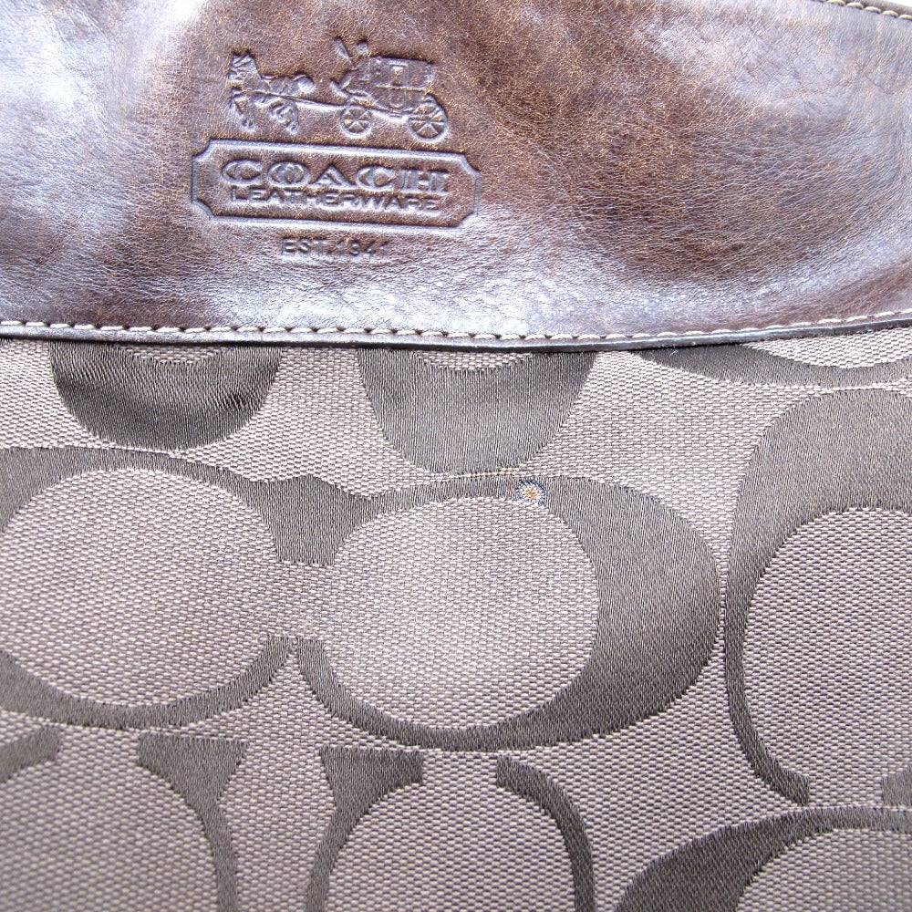 COACH コーチ ショルダーバッグ 正面ロゴ ブラウン シグネチャー ナイロン レザー レディース 12674