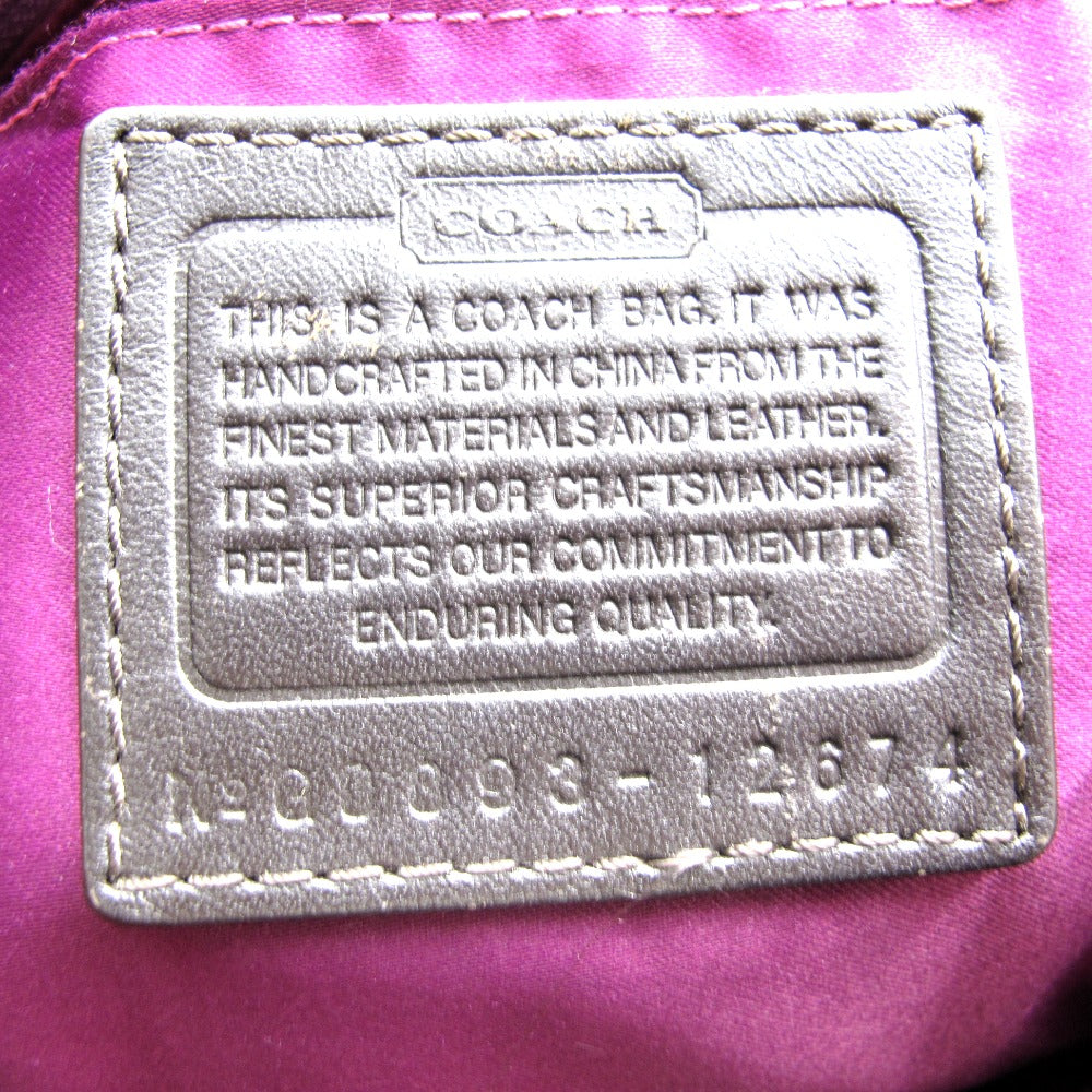 COACH コーチ ショルダーバッグ 正面ロゴ ブラウン シグネチャー ナイロン レザー レディース 12674