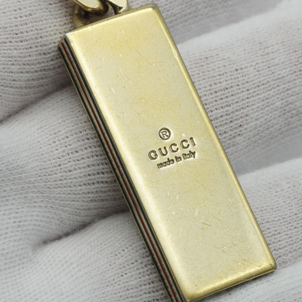 GUCCI グッチ ロゴ プレート キーリング キーホルダー チャーム シェリー ウェブ メタル ゴールド