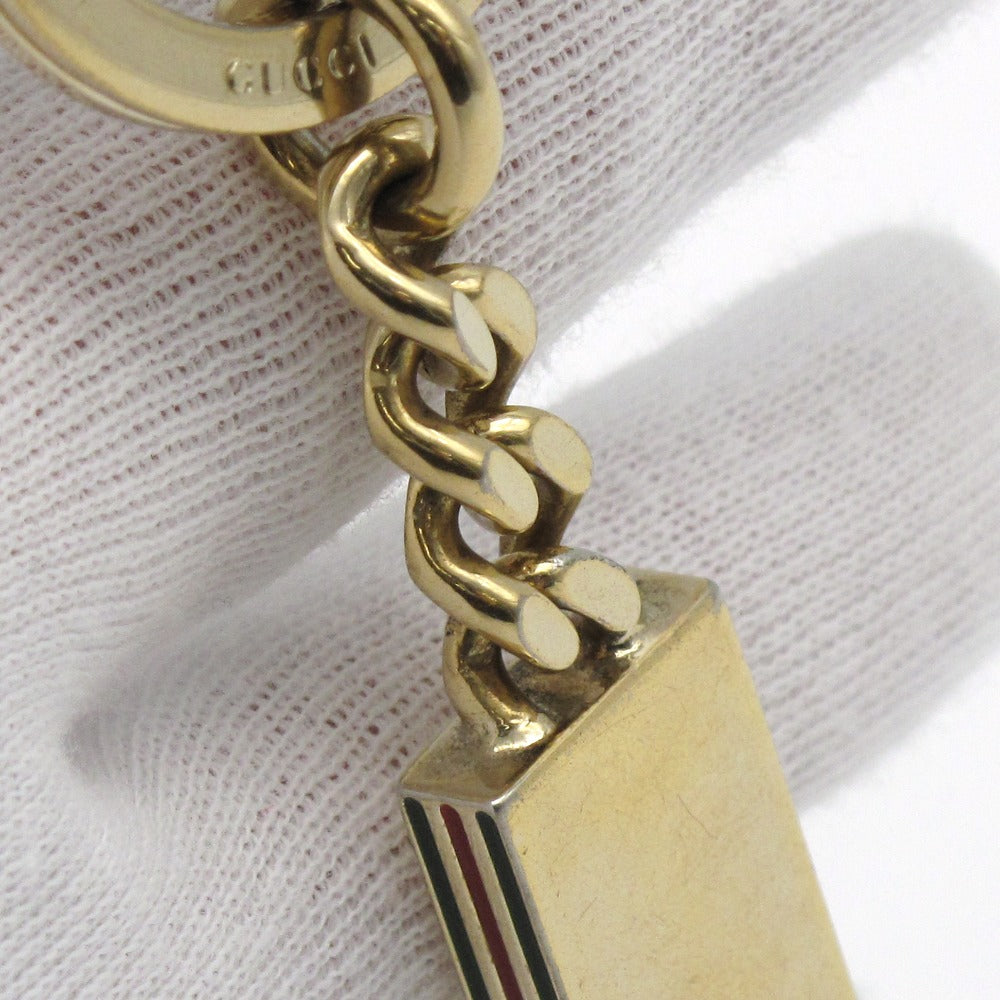 GUCCI グッチ ロゴ プレート キーリング キーホルダー チャーム シェリー ウェブ メタル ゴールド