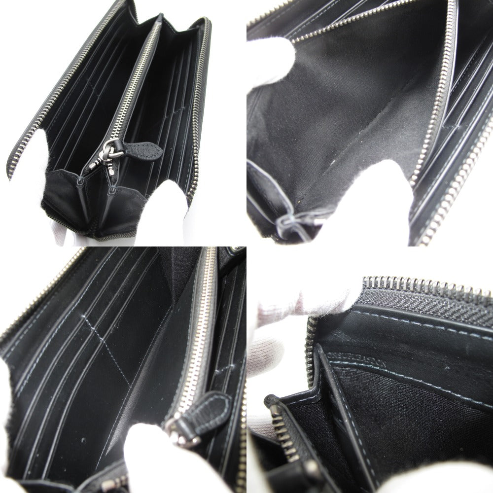 BURBERRY バーバリー チェック ジップウォレット ラウンドファスナー 長財布 チャコール ブラック コーティングキャンバス レザー メンズ