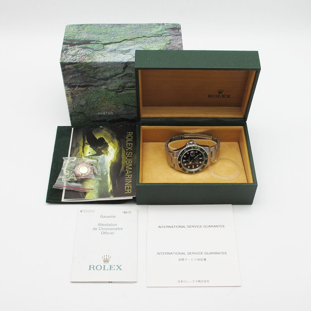 ROLEX ロレックス 腕時計 サブマリーナ デイト グリーン Ref.16610LV F番 ビッグスイス ファット4 SUBMARINER