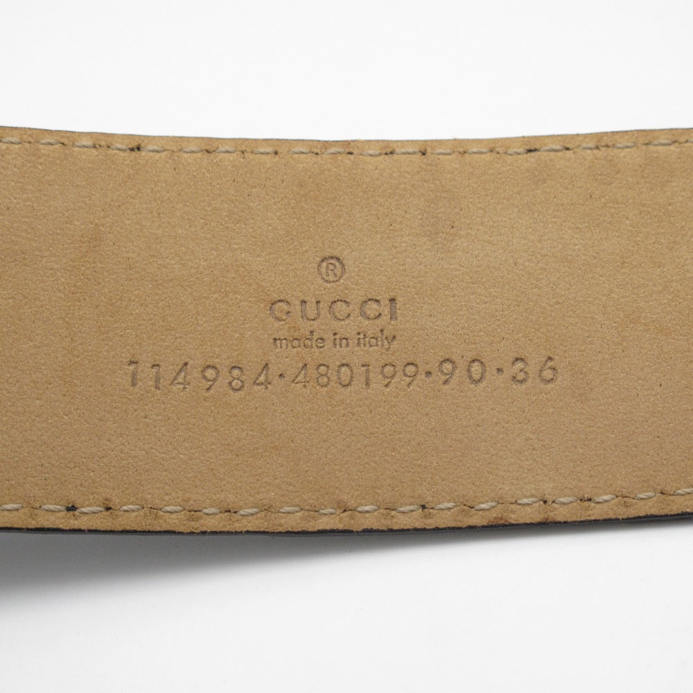 GUCCI グッチ インターロッキングG ベルト 114984 グッチシマ GG柄 レザー ブラック シルバー メンズ
