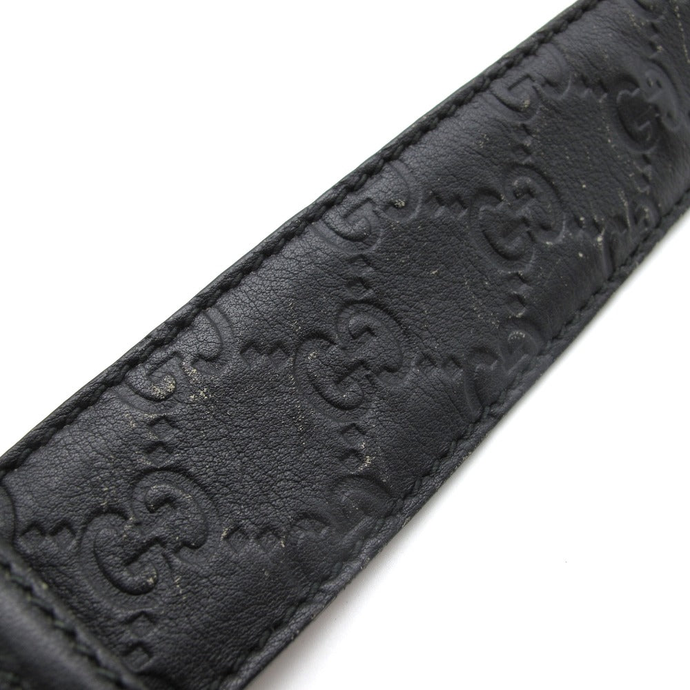 GUCCI グッチ インターロッキングG ベルト 114984 グッチシマ GG柄 レザー ブラック シルバー メンズ