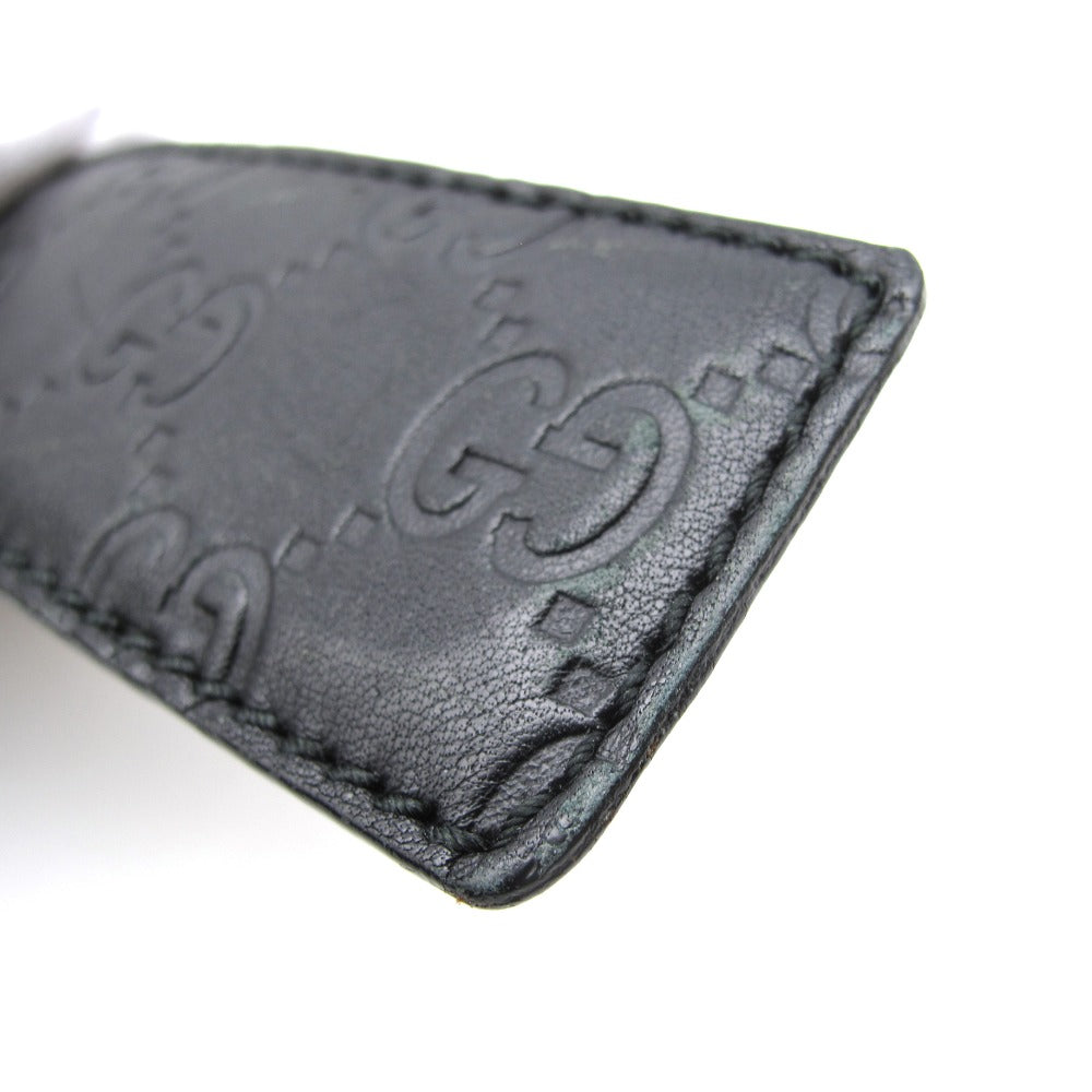 GUCCI グッチ インターロッキングG ベルト 114984 グッチシマ GG柄 レザー ブラック シルバー メンズ