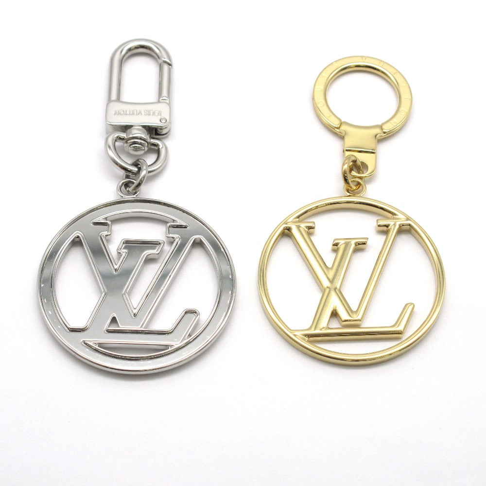LOUIS VUITTON ルイ・ヴィトン キーホルダー ポルトクレ LVサークル BFF キーリング バッグチャーム メタル ゴールド シルバー #202 M80246 美品