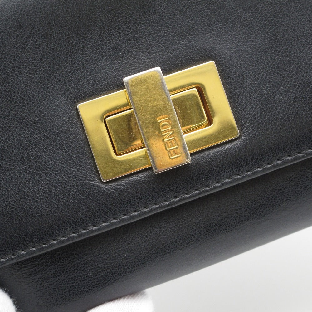 FENDI フェンディ 二つ折り財布 ピーカブー ウォレット ターンロック レザー ブラック 8M0359