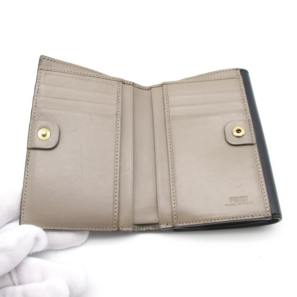 FENDI フェンディ 二つ折り財布 ピーカブー ウォレット ターンロック レザー ブラック 8M0359