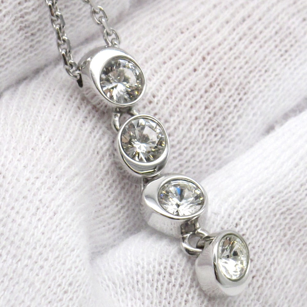 SWAROVSKI スワロフスキー ネックレス 4ストーン スイング ペンダント クリスタル メッキ アクセサリー ジュエリー 美品