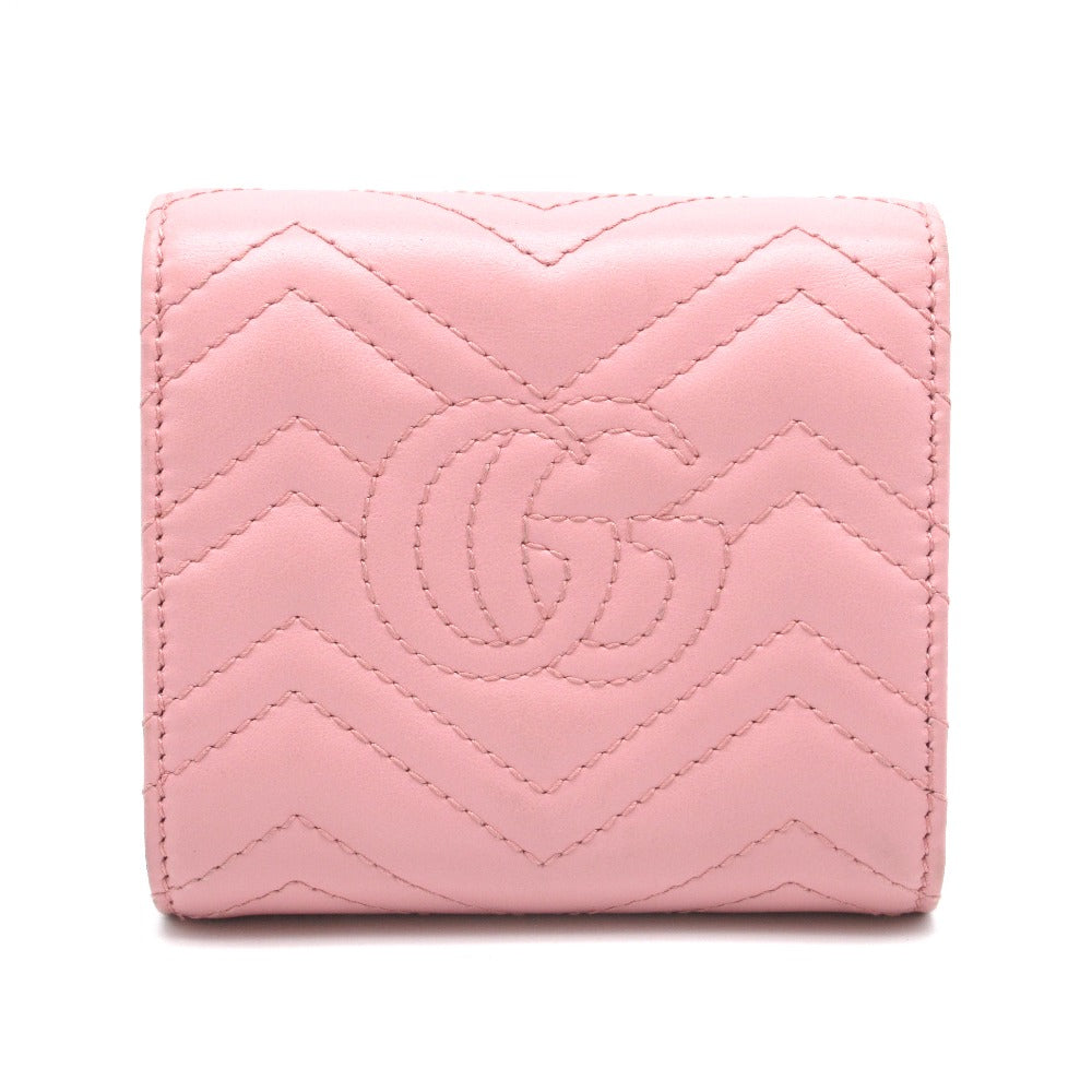 GUCCI グッチ 三つ折り財布 カードケース ウォレット GGマーモント パステルピンク キルティングレザー 598629