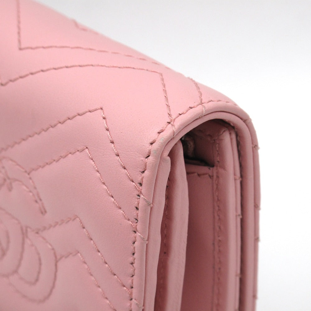GUCCI グッチ 三つ折り財布 カードケース ウォレット GGマーモント パステルピンク キルティングレザー 598629
