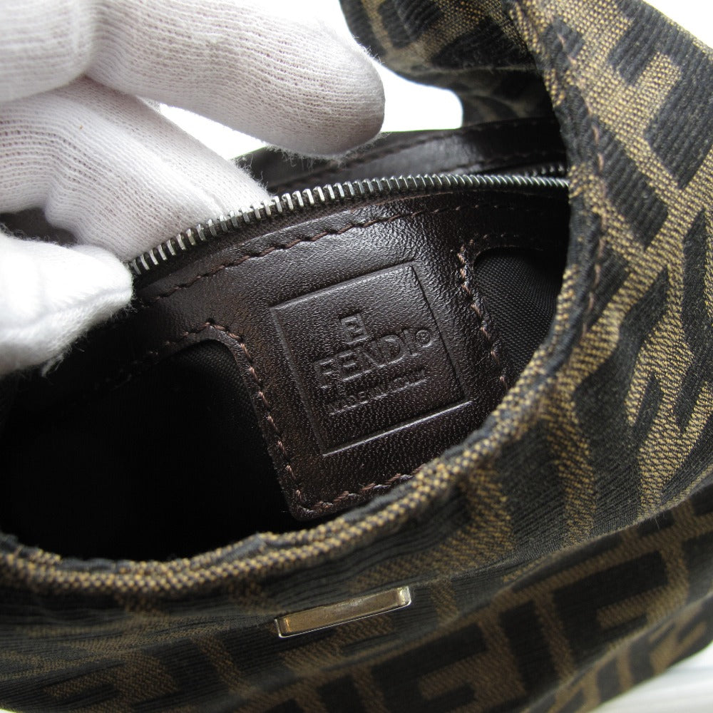 FENDI フェンディ ショルダーバッグ ズッカ柄 ワンショルダー 肩掛け ハンドバッグ FF ロゴ ナイロン ジャガード レザー ブラウン レディース