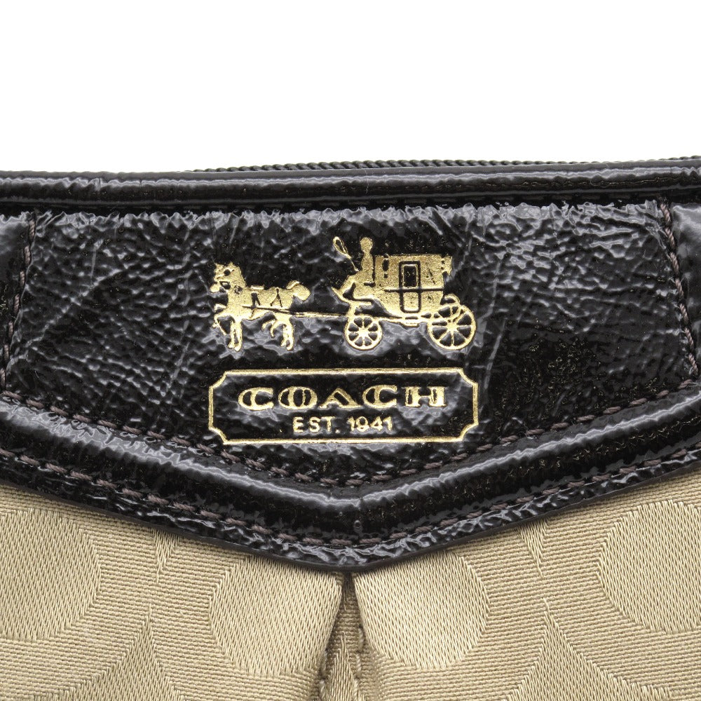 COACH コーチ ポーチ マディソン オプアート リストレット キャンバス エナメル レザー 43262