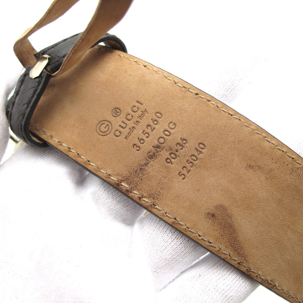 GUCCI グッチ ベルト インターロッキングG レザー 90・36 ブラウン ゴールド メンズ レディース アウトレット品 365260 長さ105cm