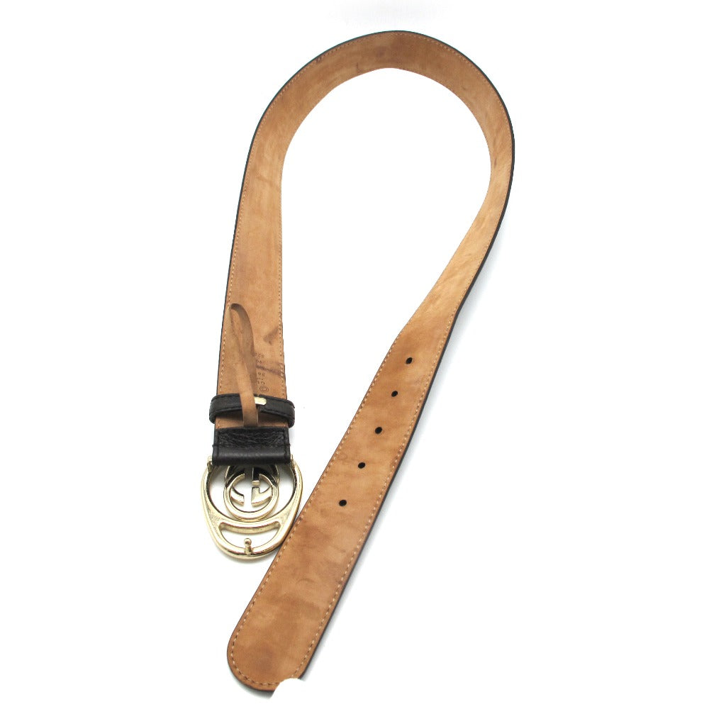 GUCCI グッチ ベルト インターロッキングG レザー 90・36 ブラウン ゴールド メンズ レディース アウトレット品 365260 長さ105cm