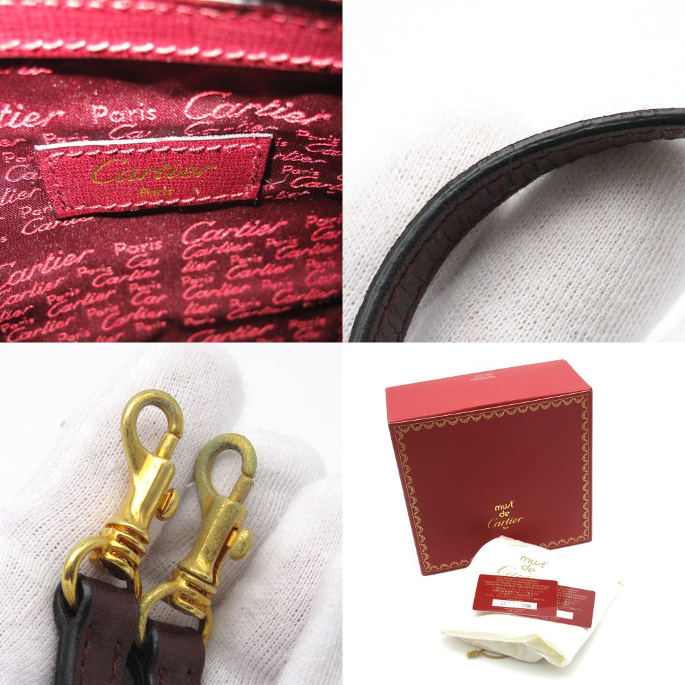 CARTIER カルティエ ショルダーバッグ マスト 2WAY ミニボストン ポシェット 斜め掛け クロスボディ レザー ボルドー 2C 美品
