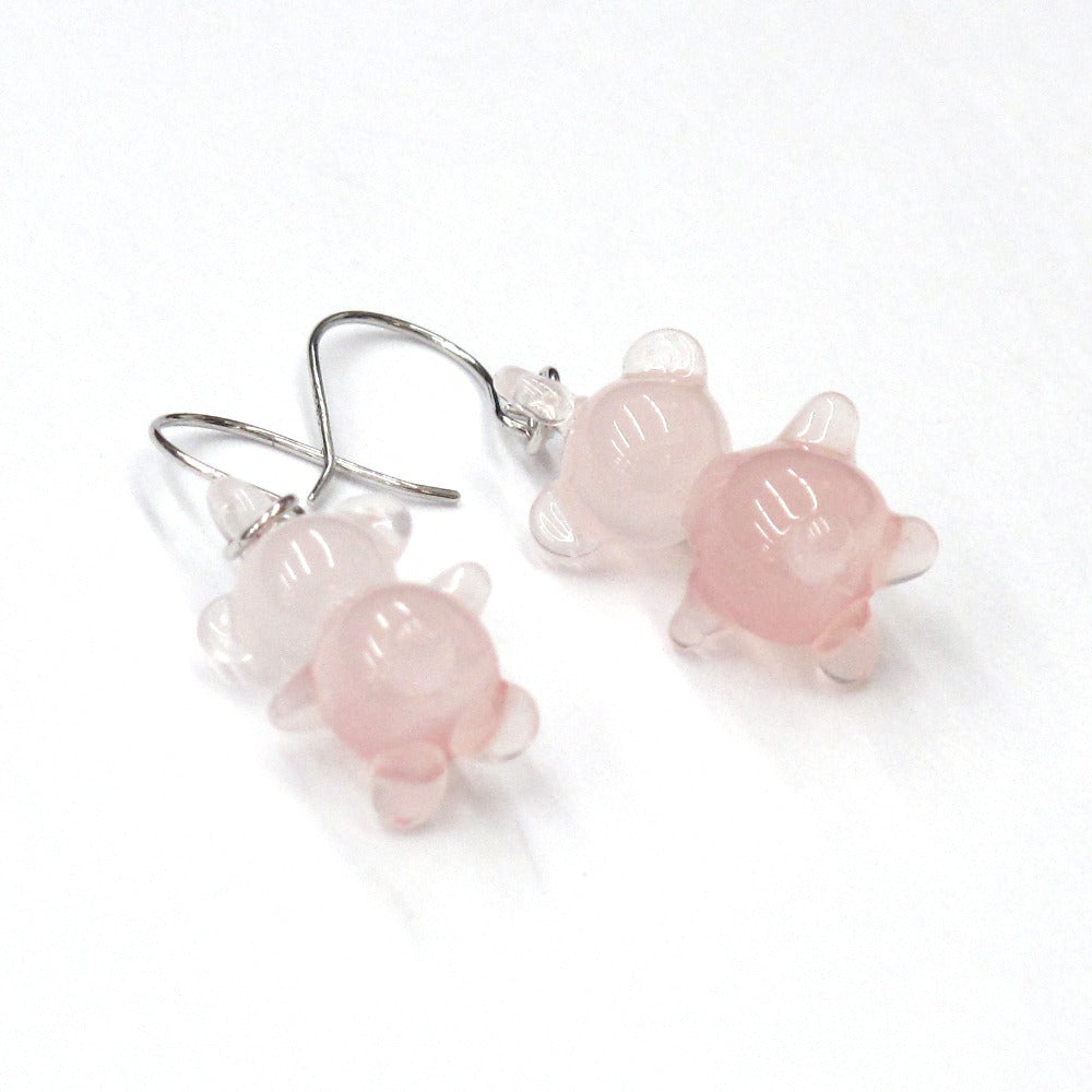 ピアス K14WG 14金 フック スイング クマ ベアー ホワイトゴールド クリアピンク アクセサリー ジュエリー 美品