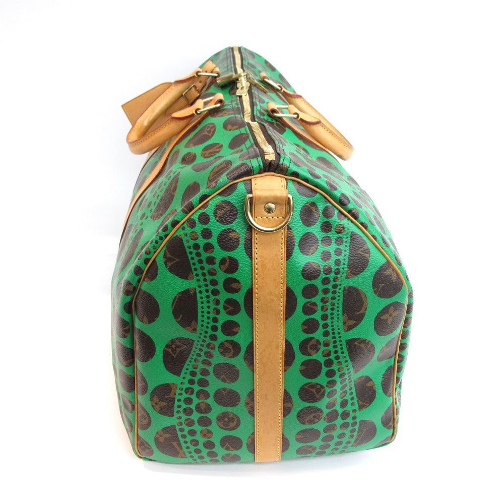 LOUIS VUITTON ルイ・ヴィトン ボストンバッグ キーポル バンドリエール55 ヴェール 草間彌生 PVC レザー ブラウン グリーン モノグラム パンプキン ドット M40696 美品