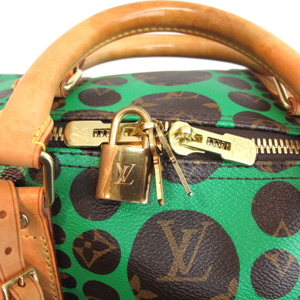 LOUIS VUITTON ルイ・ヴィトン ボストンバッグ キーポル バンドリエール55 ヴェール 草間彌生 PVC レザー ブラウン グリーン モノグラム パンプキン ドット M40696 美品