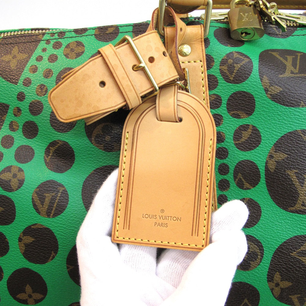 LOUIS VUITTON ルイ・ヴィトン ボストンバッグ キーポル バンドリエール55 ヴェール 草間彌生 PVC レザー ブラウン グリーン モノグラム パンプキン ドット M40696 美品