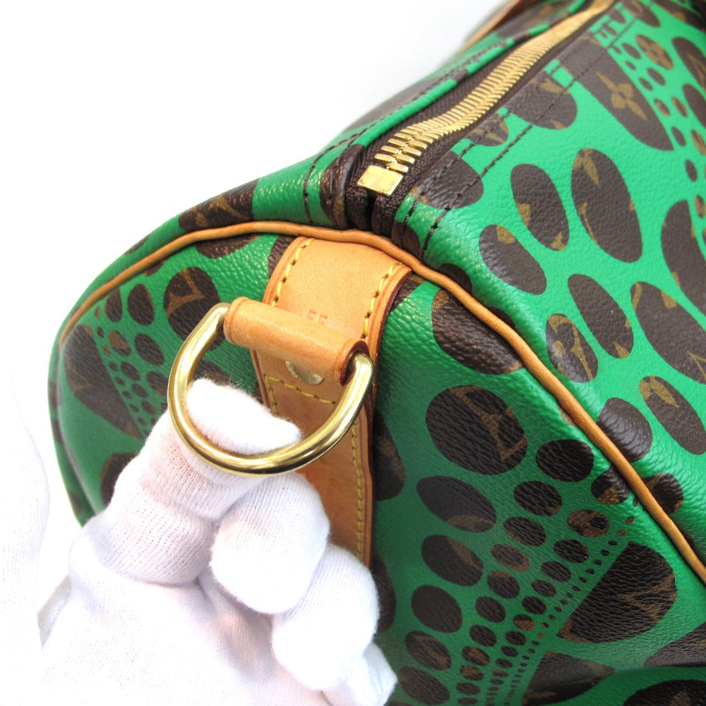 LOUIS VUITTON ルイ・ヴィトン ボストンバッグ キーポル バンドリエール55 ヴェール 草間彌生 PVC レザー ブラウン グリーン モノグラム パンプキン ドット M40696 美品
