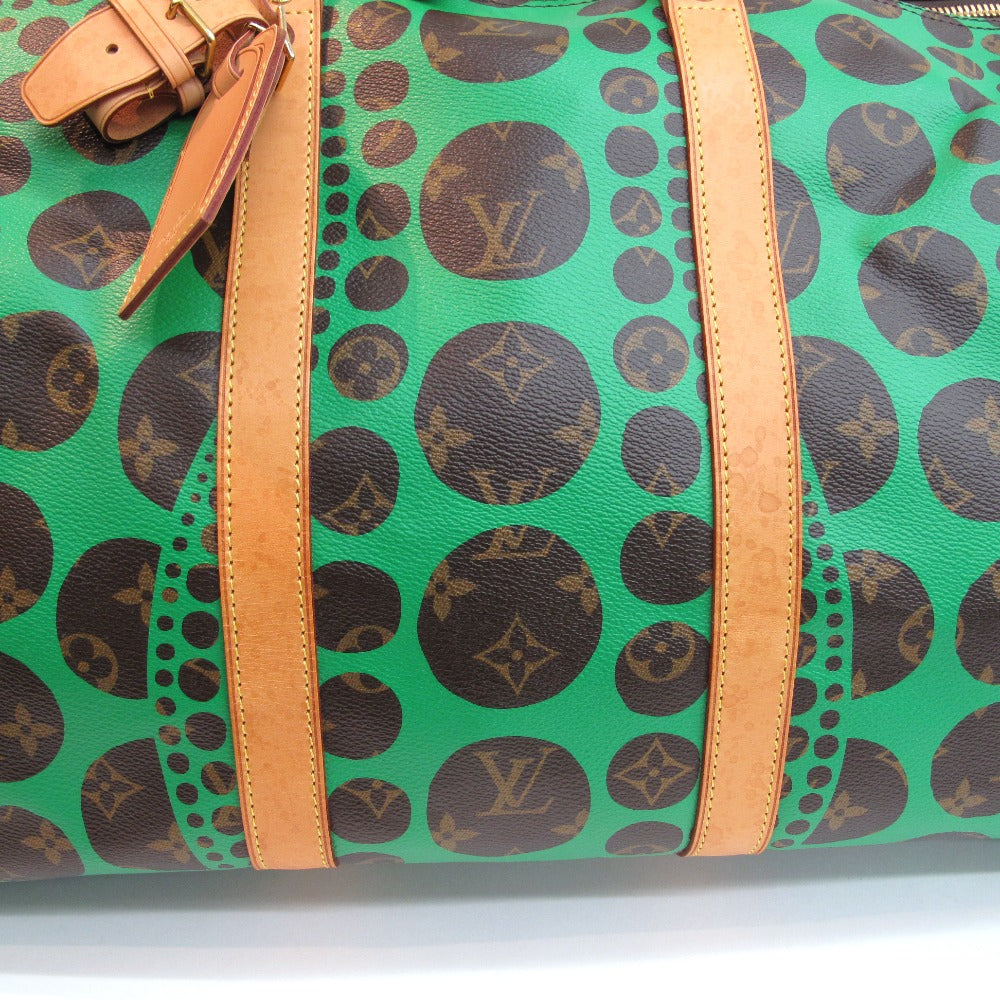 LOUIS VUITTON ルイ・ヴィトン ボストンバッグ キーポル バンドリエール55 ヴェール 草間彌生 PVC レザー ブラウン グリーン モノグラム パンプキン ドット M40696 美品