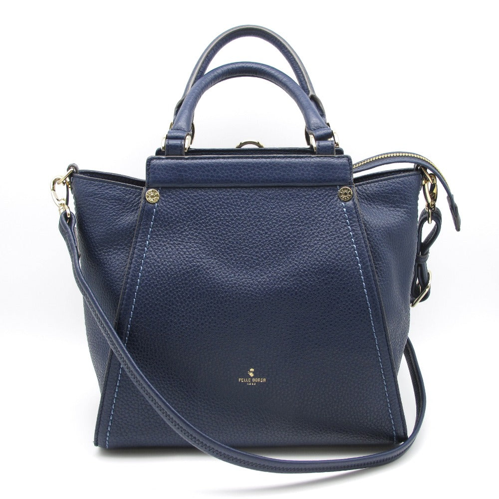 PELLE BORSA ペレボルサ ショルダーバッグ 3WAYバッグ 斜め掛け ハンドバッグ リュック インナーバッグ付き レザー ネイビー 美品