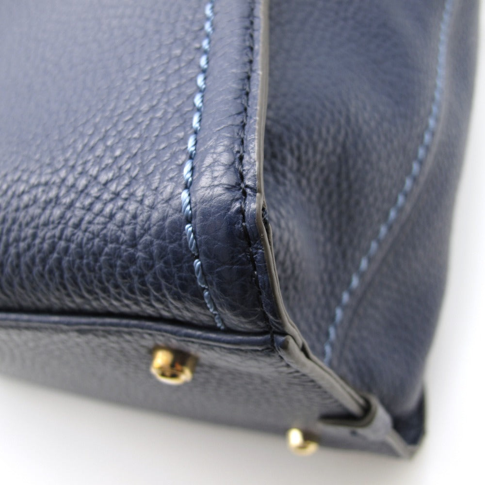 PELLE BORSA ペレボルサ ショルダーバッグ 3WAYバッグ 斜め掛け ハンドバッグ リュック インナーバッグ付き レザー ネイビー 美品
