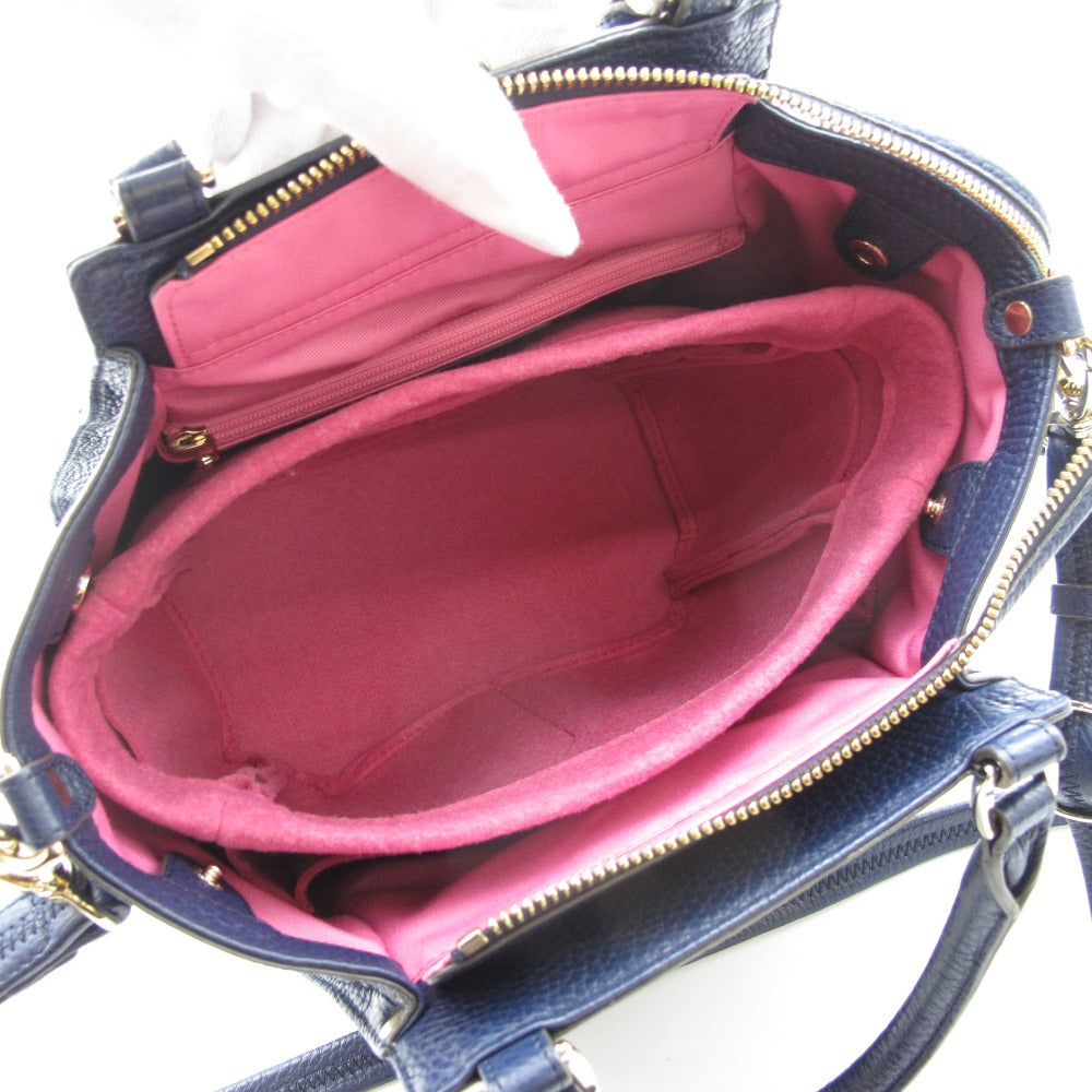 PELLE BORSA ペレボルサ ショルダーバッグ 3WAYバッグ 斜め掛け ハンドバッグ リュック インナーバッグ付き レザー ネイビー 美品