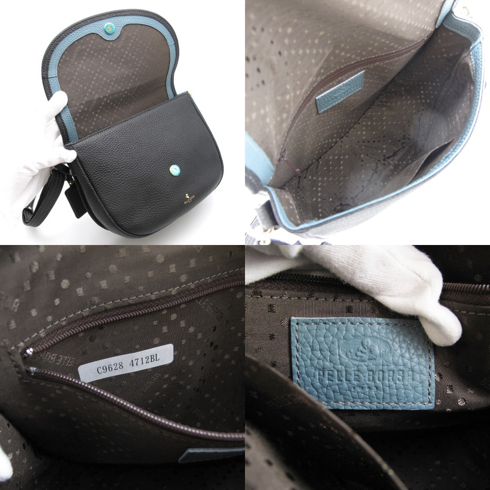 PELLE BORSA ペレボルサ ショルダーバッグ REINETTE レネット 斜め掛け クロスボディ 2WAY ネイビー レザー 4712 美品