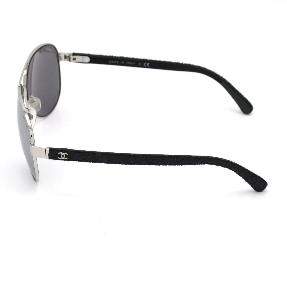 CHANEL シャネル サングラス マトラッセ ミラー ティアドロップ パイロット ココマーク ロゴ デニム グレー シルバー 60 14 135 4207