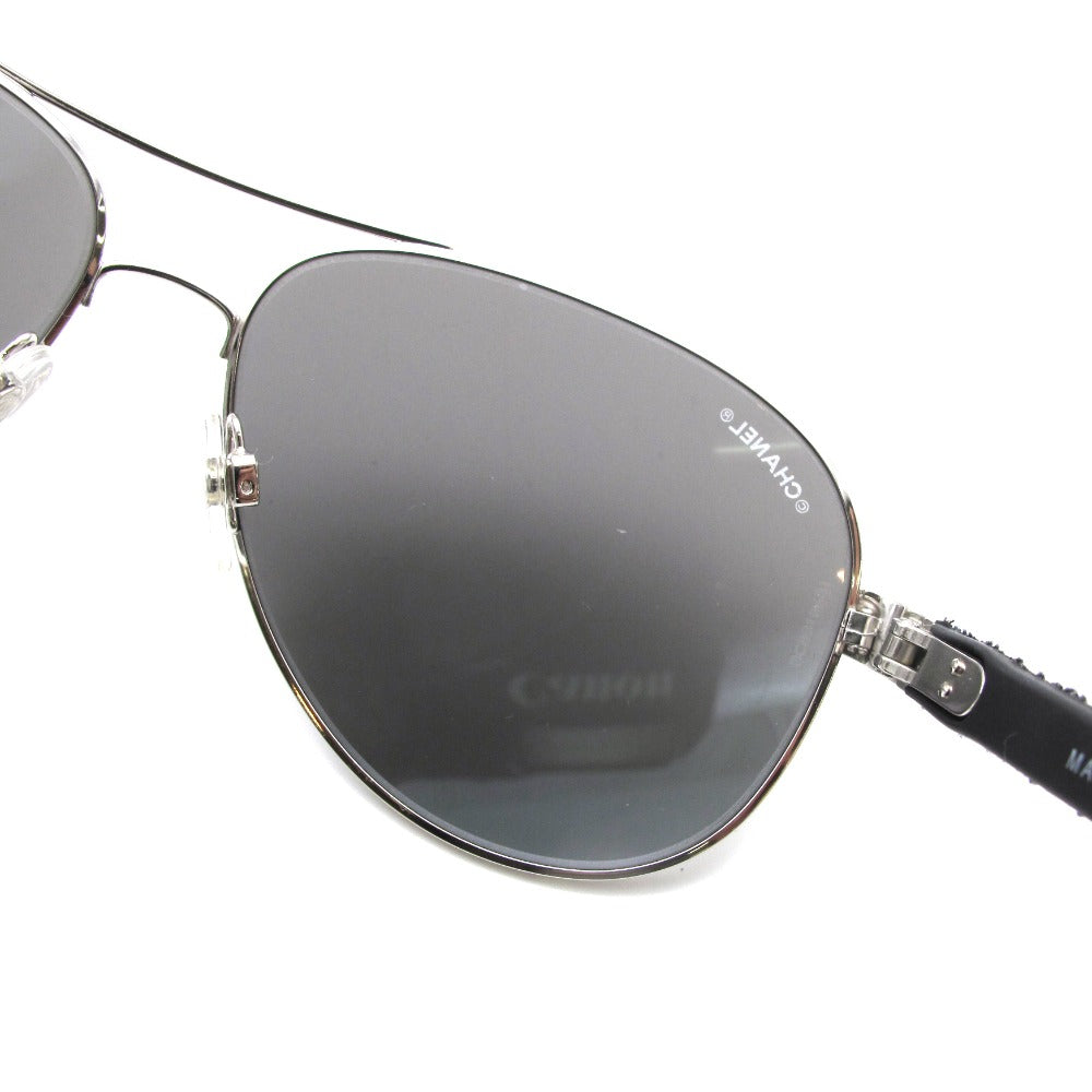 CHANEL シャネル サングラス マトラッセ ミラー ティアドロップ パイロット ココマーク ロゴ デニム グレー シルバー 60 14 135 4207
