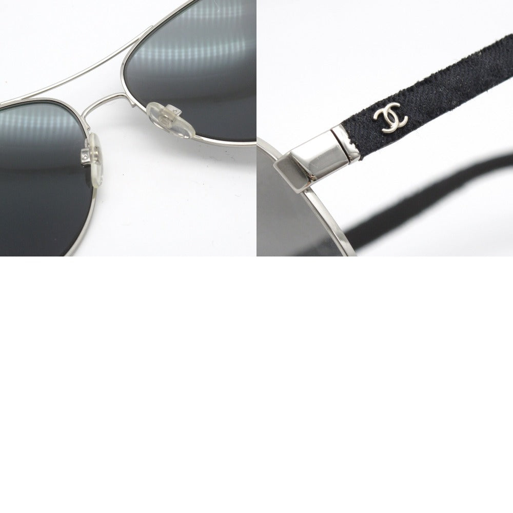 CHANEL シャネル サングラス マトラッセ ミラー ティアドロップ パイロット ココマーク ロゴ デニム グレー シルバー 60 14 135 4207