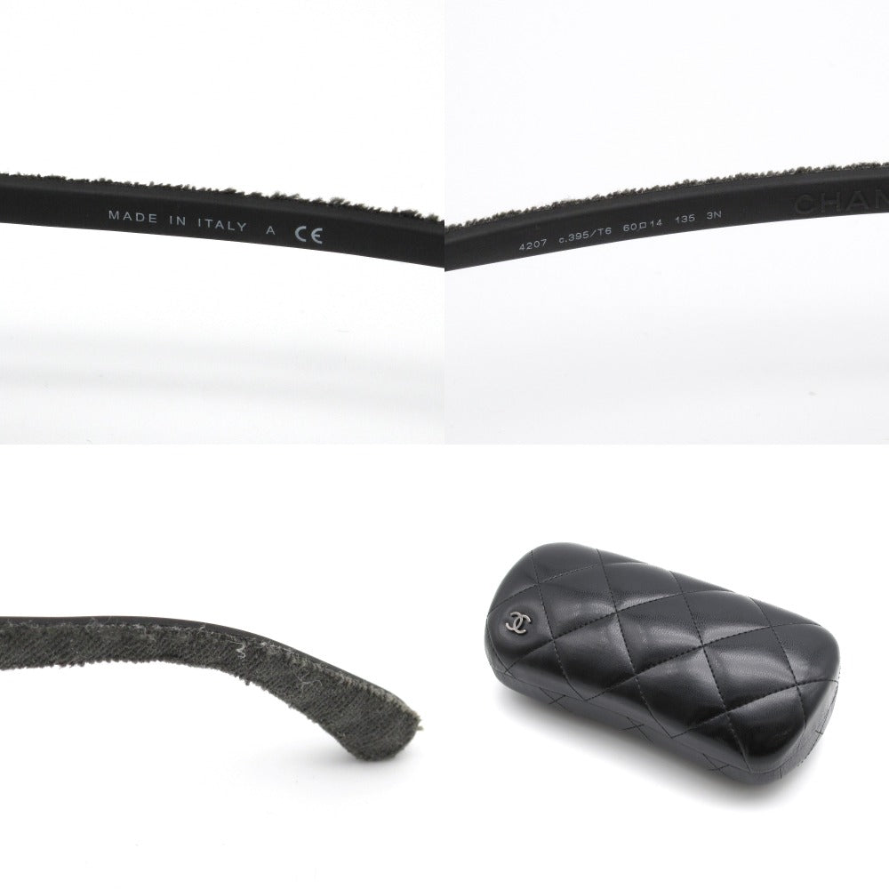 CHANEL シャネル サングラス マトラッセ ミラー ティアドロップ パイロット ココマーク ロゴ デニム ブラウン ゴールド 60 14 135 4207