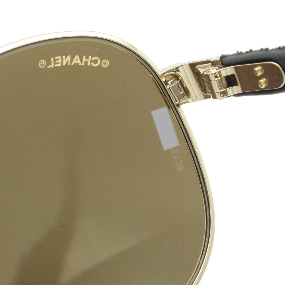 CHANEL シャネル サングラス マトラッセ ミラー ティアドロップ パイロット ココマーク ロゴ デニム ブラウン ゴールド 60 14 135 4207