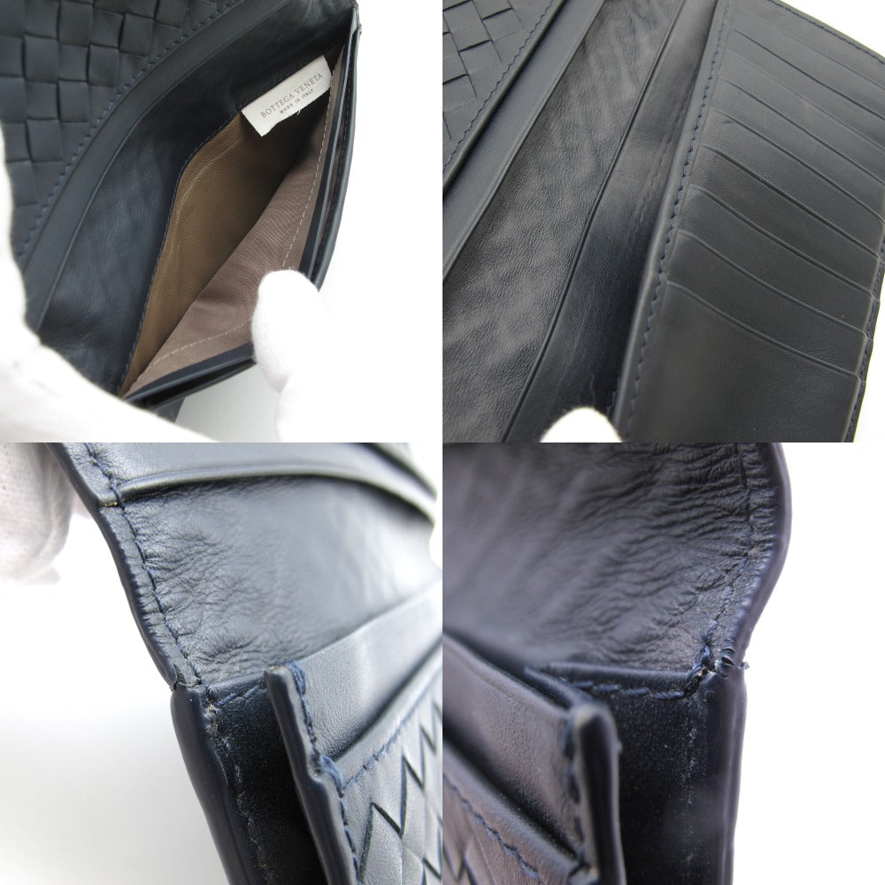 BOTTEGA VENETA ボッテガヴェネタ イントレチャート 二つ折り 長札入れ 長財布 ロングウォレット レザー 革 ネイビー