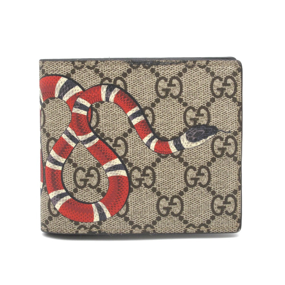 GUCCI グッチ 二つ折り財布 スネークプリント GGスプリーム ウォレット